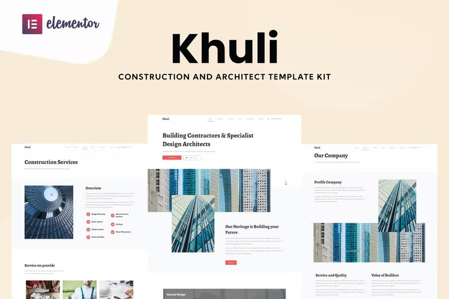 KHULI – CONSTRUCTION & ARCHITECTURE ELEMENTOR TEMPLATE KIT